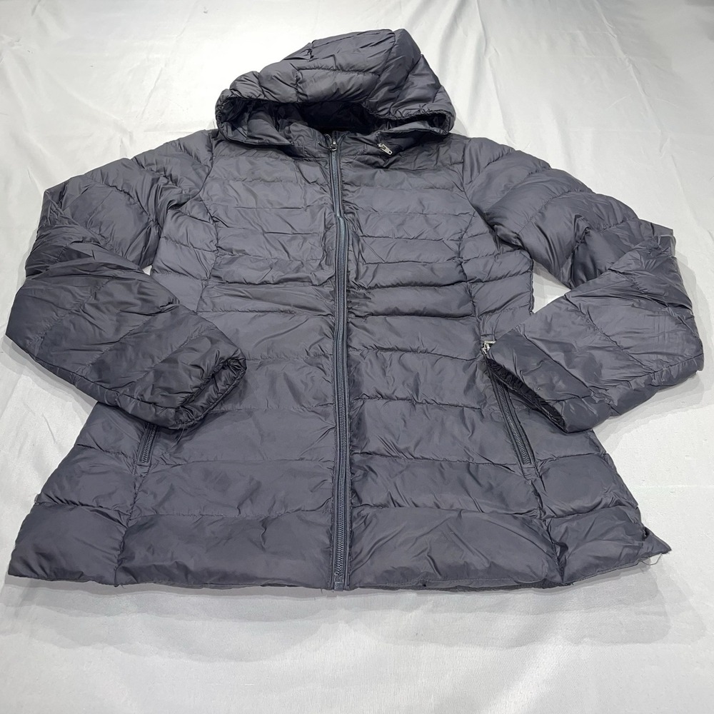 32 Degrees Heat Womens Puffer Jacket Gray Hooded Down Feather Insulated Small